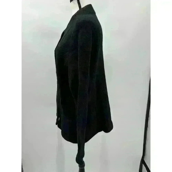 Lauren Ralph Lauren Women's 1X Black 100% Lambswool Waffle Knit Cardigan Jacket - Picture 4 of 8